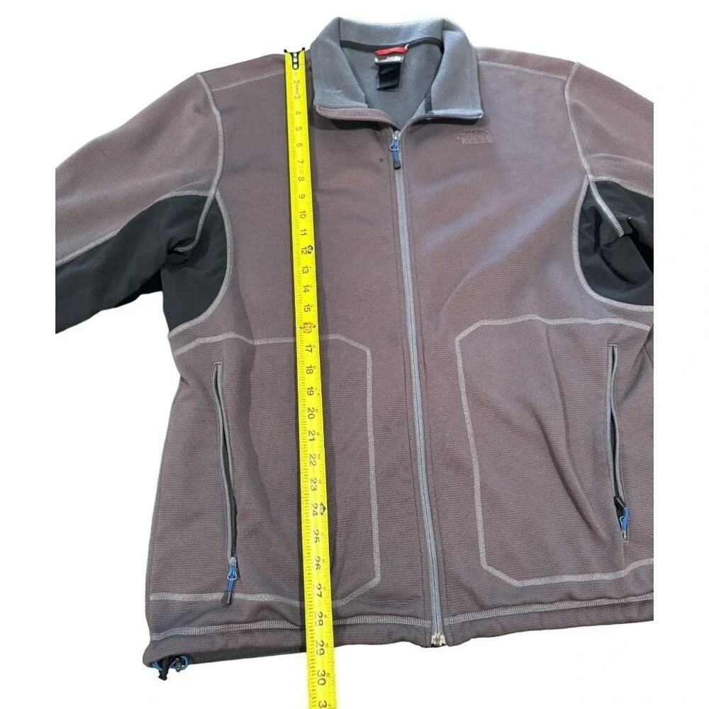 The‎ North Face Mens XL Full Zip Fleece Jacket Charcoal Grey Textured Mid Layer